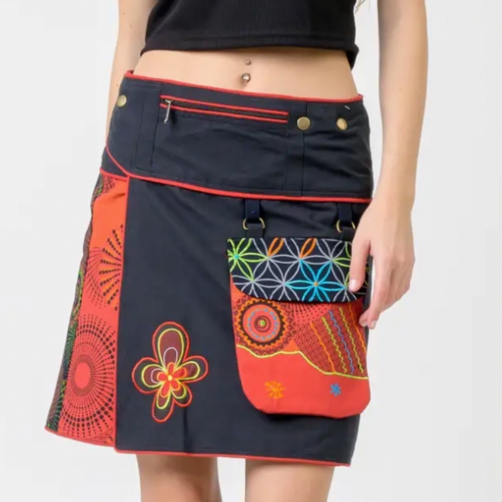 🌼 GiaJean Boutique " ALBANY " Hand Made Wrap Skirt with Embroidery Detail 58A